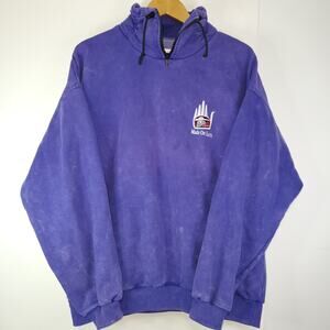 Fuzzy Stonewash Canada Sweatshirt Womens Size L Purple Embroidered Eagle Native